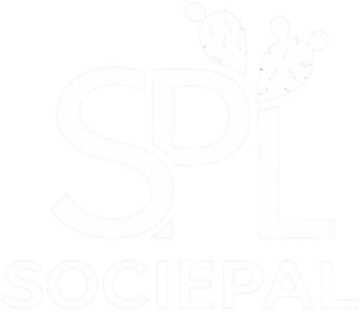 Logotipo de SOCIEPAL: letras SPL con nopales y palabra SOCIEPAL